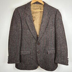 Harris Tweed  Vintage  Herringbone 100% Wool Brown Sport Blazer Jacket Coat  42?